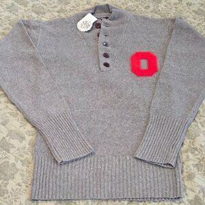NWT The Ohio State University Gray Sweater with Scarlet Block O Patch